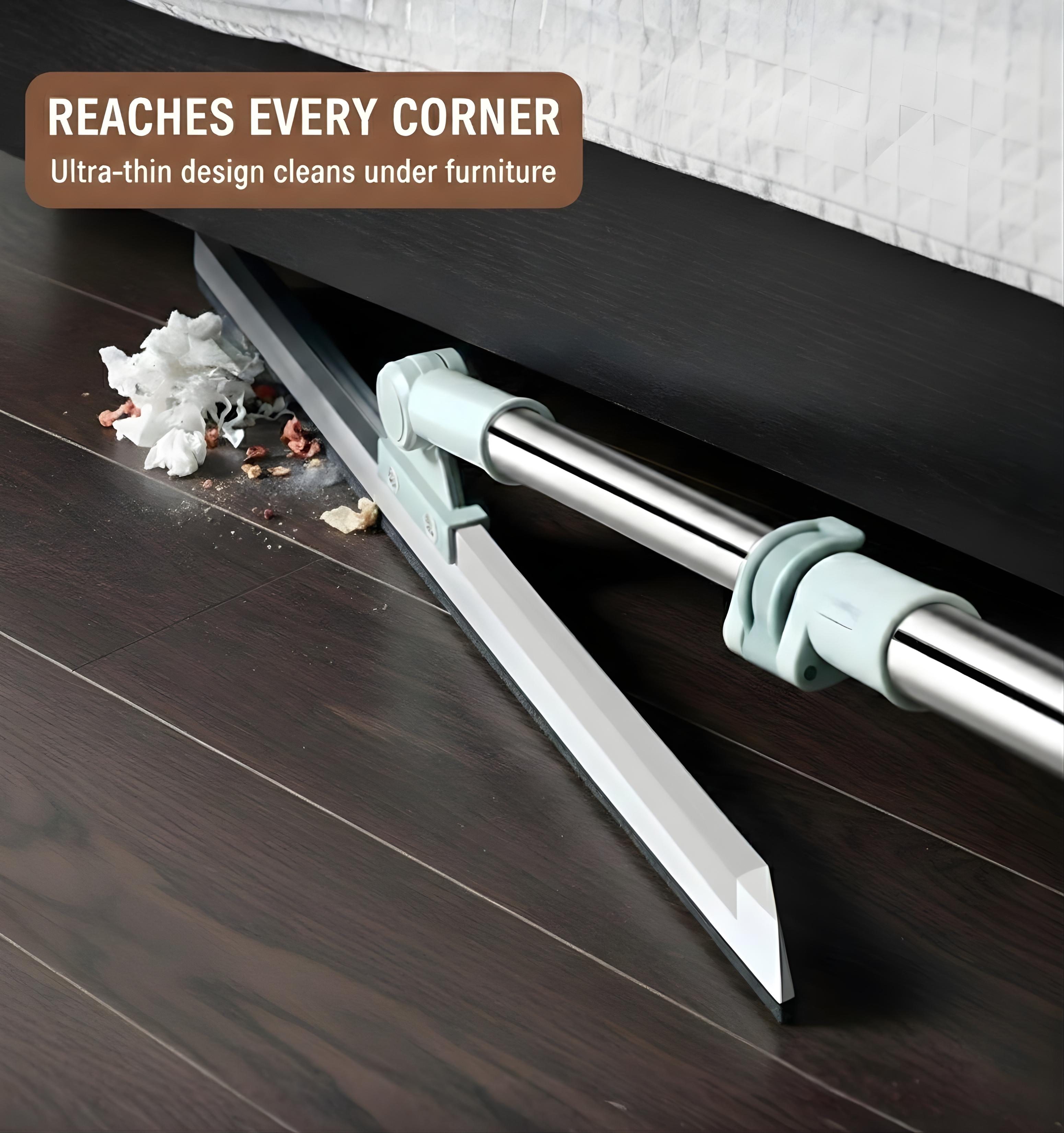 KINHOMS Adjustable Length Squeegee with Easy-Rinse Hydrophobic Blade, 78-126 cm Extendable, 50cm Width, Ultra-Thin Design for Bathroom and Floor Cleaning