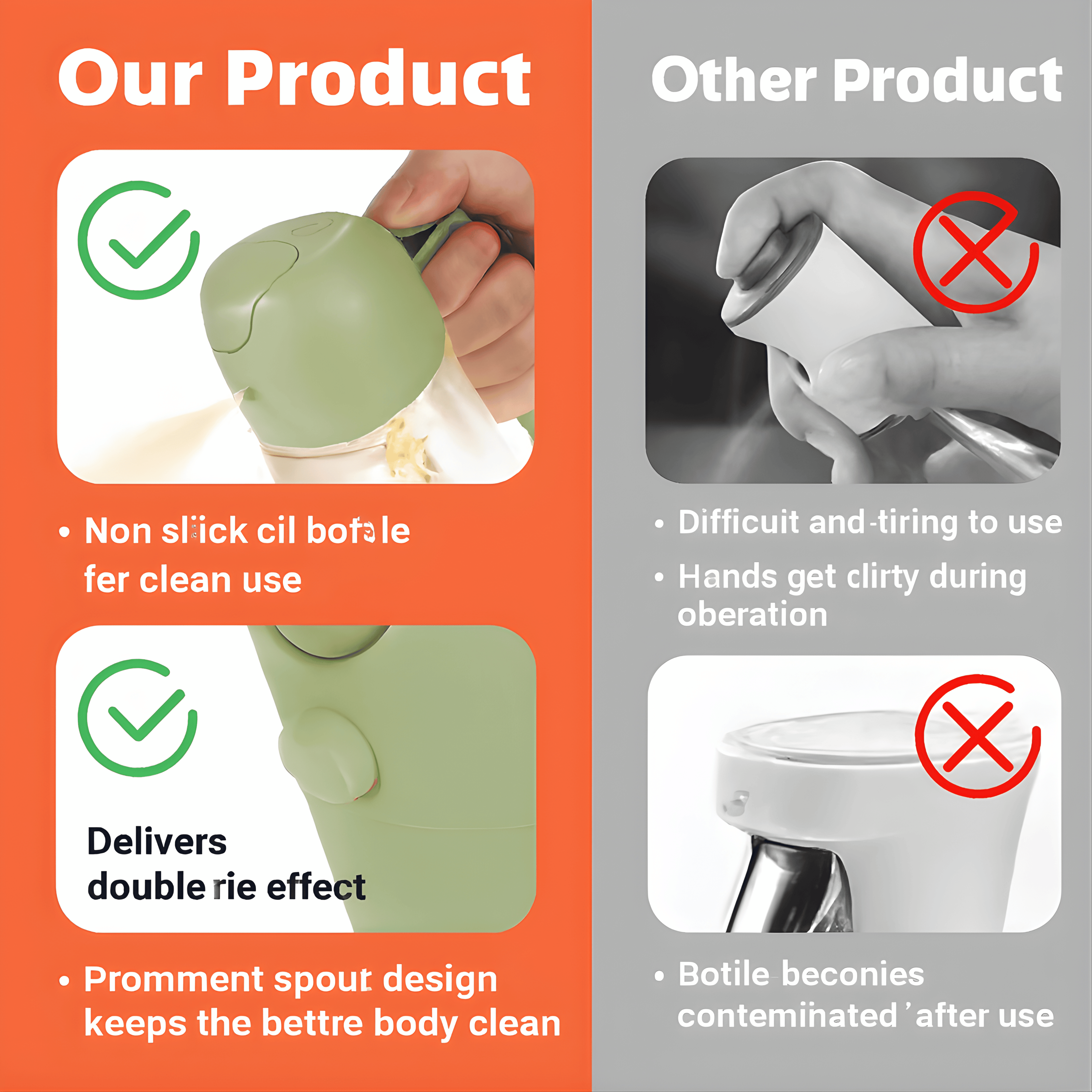 KINHOMS Primum Glass Oil Dispenser Bottle with Handle, Green, Wide Mouth Design, Precision Pour Spout, Leak-Proof, Kitchen Cooking Oil Container